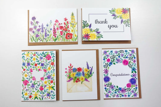 Watercolor Floral Greeting Card Pack